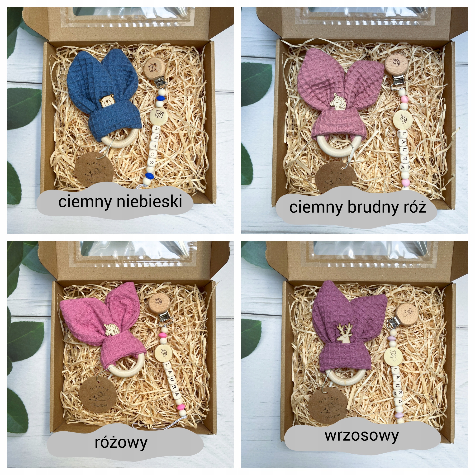 Dovana kūdikiui, rinkinys su dantukais ir personalizuotas čiulptuko pakabukas