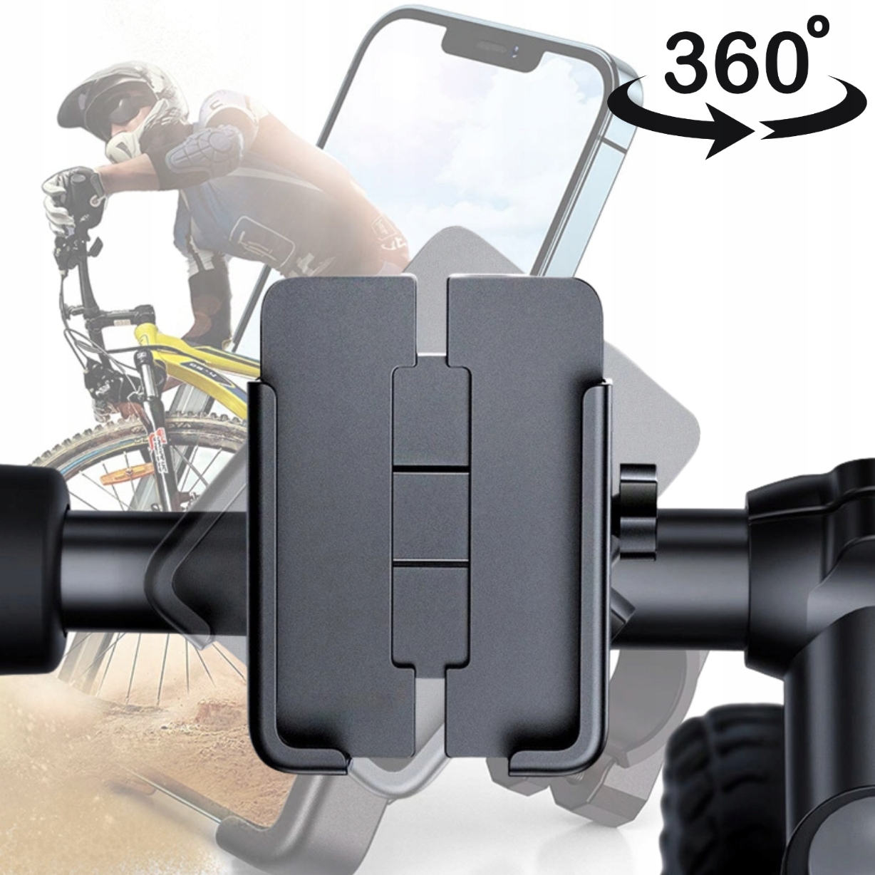 DVIRAČIO LAIKIKLIS MOTOCIKLO TELEFONUI, METALINIS, STABILUMAS, Šarvuotas, 360°