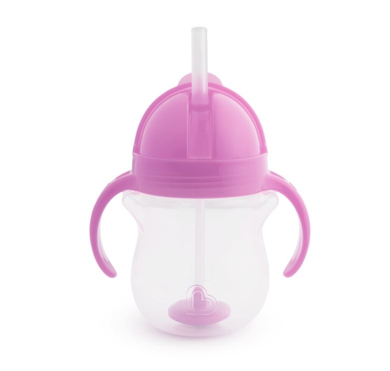 Munchkin puodelis su apsvariniu šiaudeliu 207 ml, violetinis