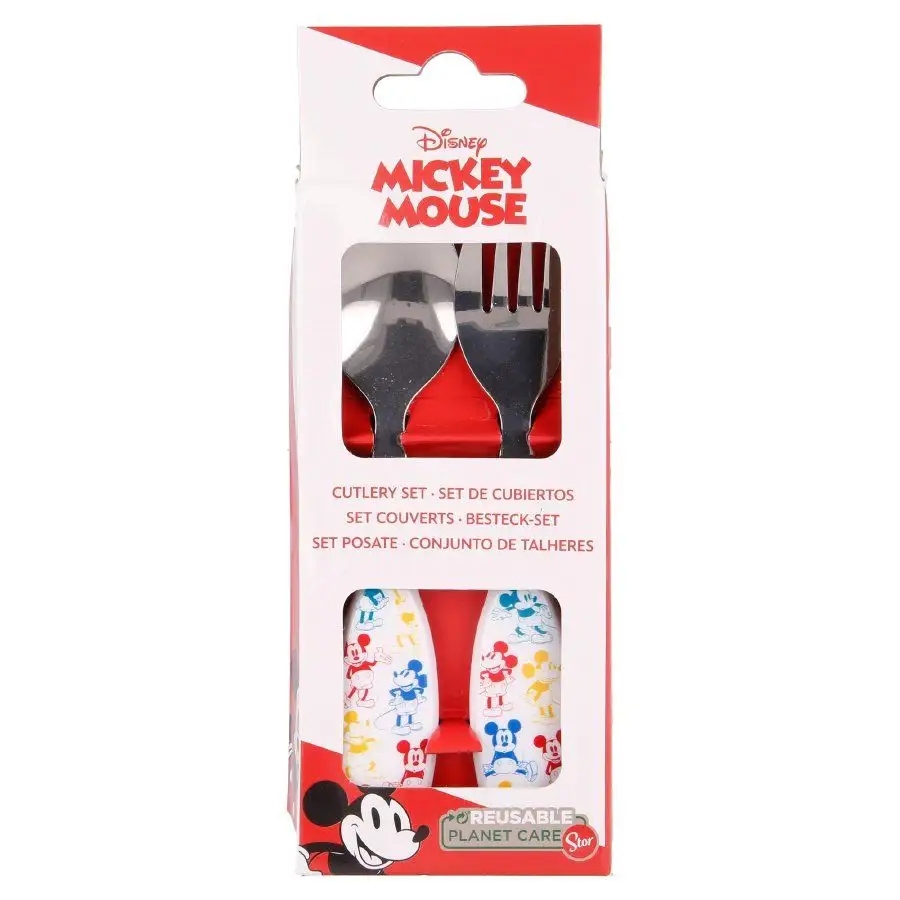 MICKEY MOUSE vaikiški stalo įrankiai (šakutė ir šaukštas), 60128