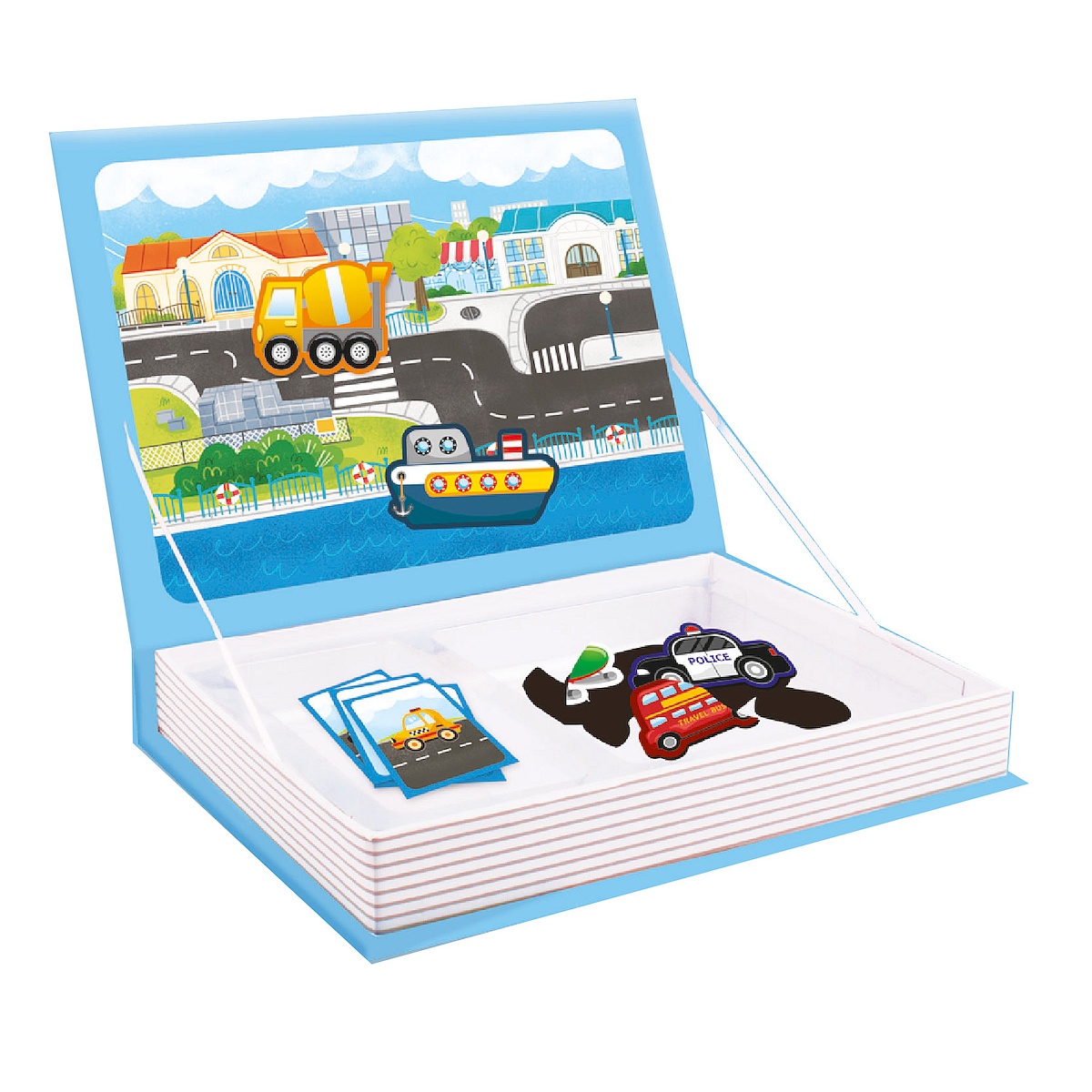 Magnetinės dėlionės Vehicles Automobiliai Smily Play knyga vaikams 3+ Dėlionė