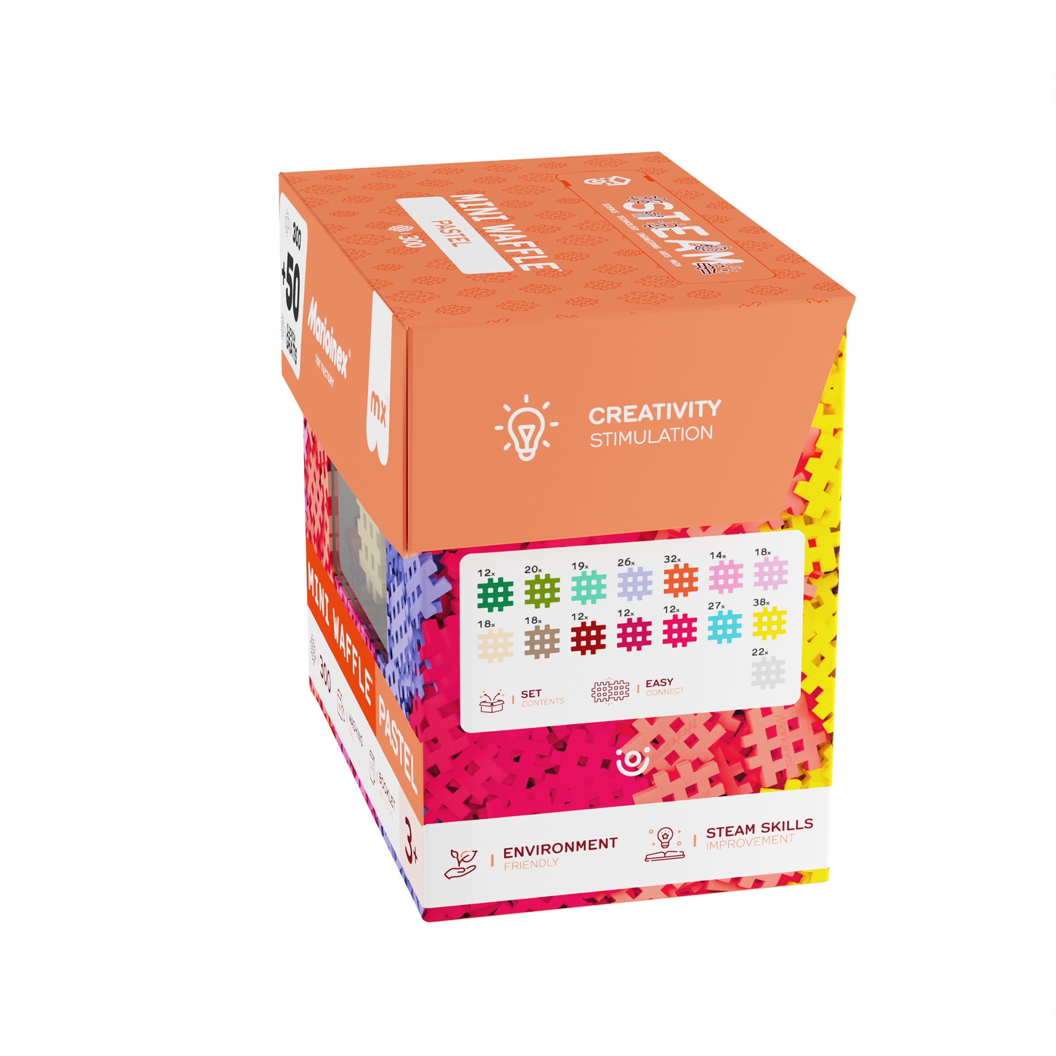 Marioinex Mini Waffle Pastel, 350 elementų