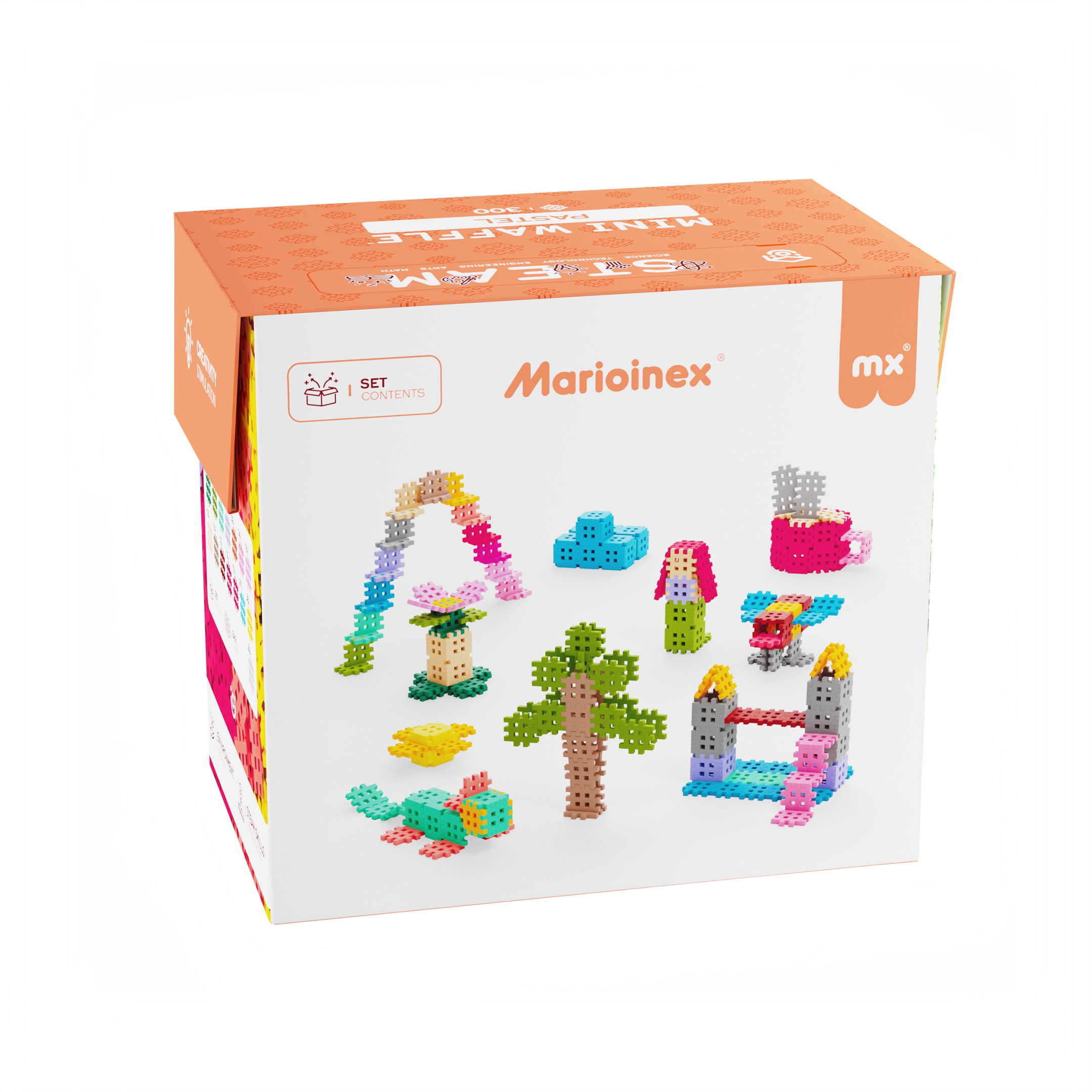 Marioinex Mini Waffle Pastel, 350 elementų
