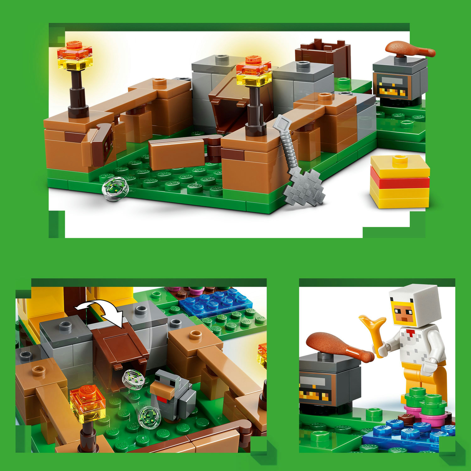 LEGO MINECRAFT 21585 VIŠČIŲ ŪKIS Kotedžas Chicken Coop ORIGINALŪS KALULAI