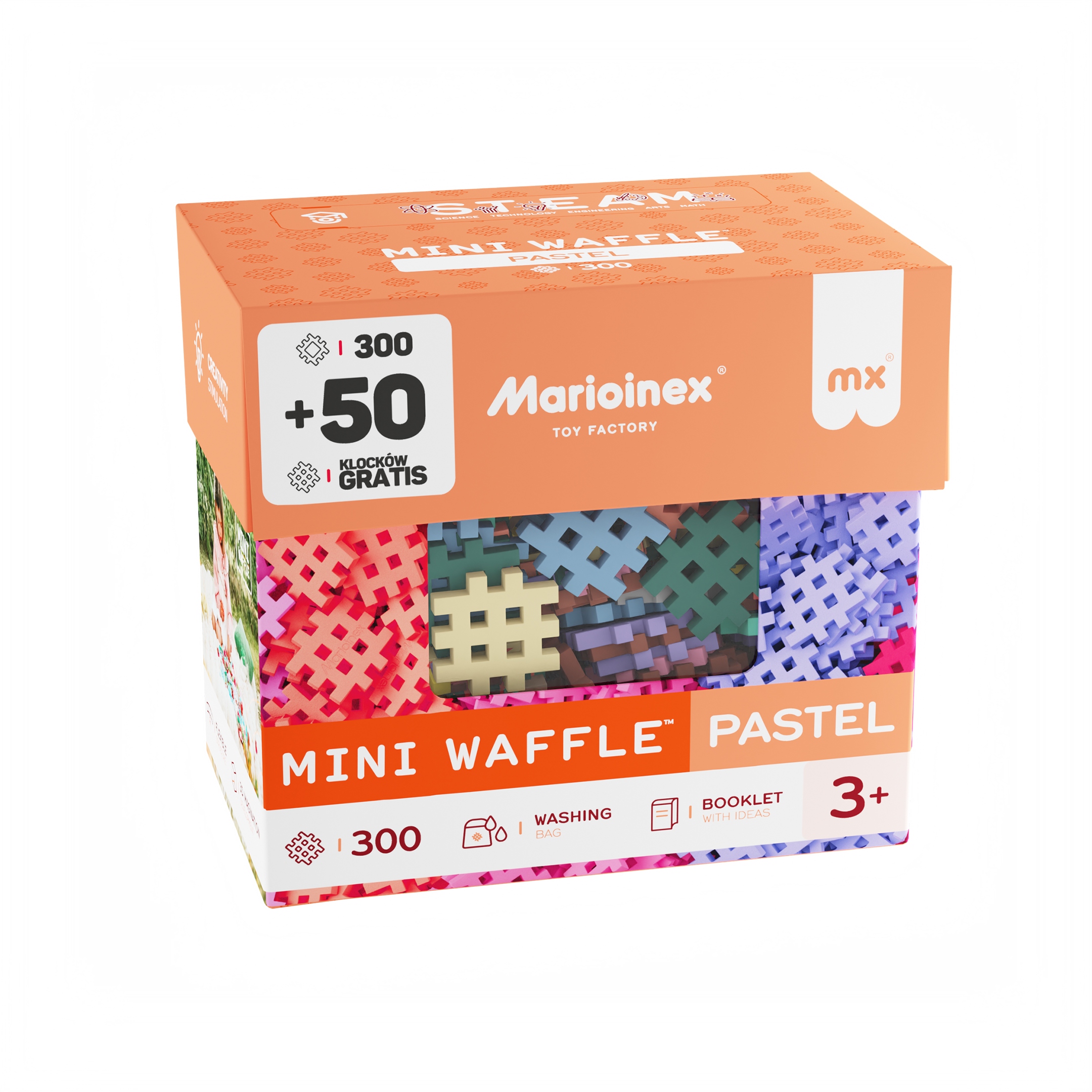 Marioinex Mini Waffle Pastel, 350 elementų