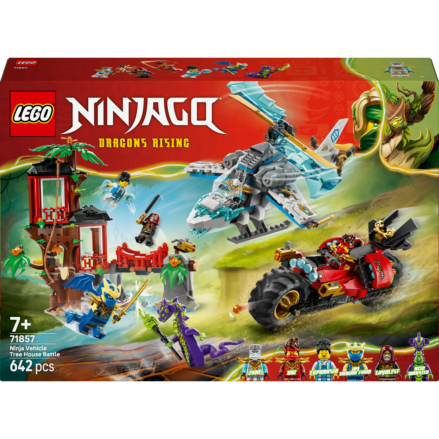 LEGO Ninjago 71857 bitva: medžio namelis su transportu