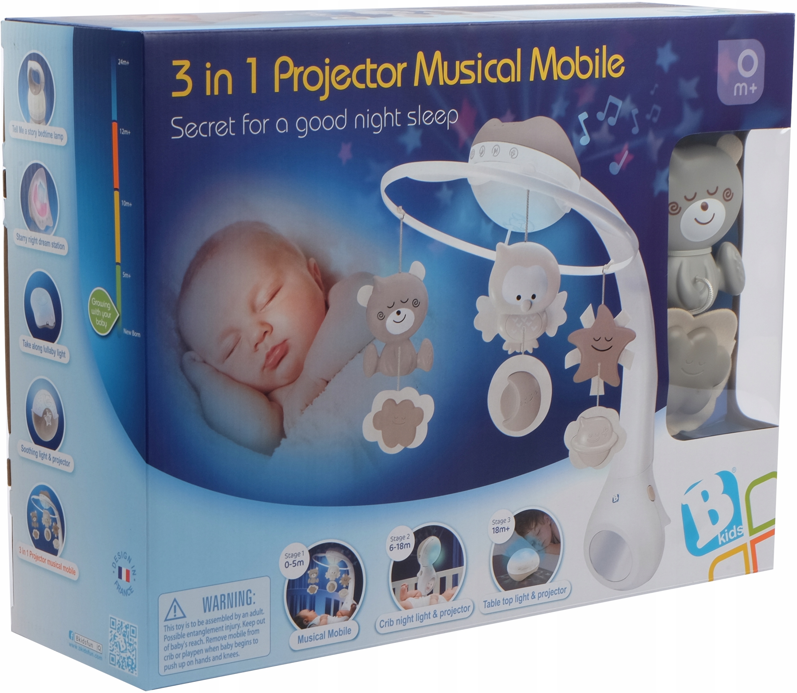 B-Kids KARUSELĖ LOKŠČIUI 3in1 PROJEKTORIUS LEMPAS