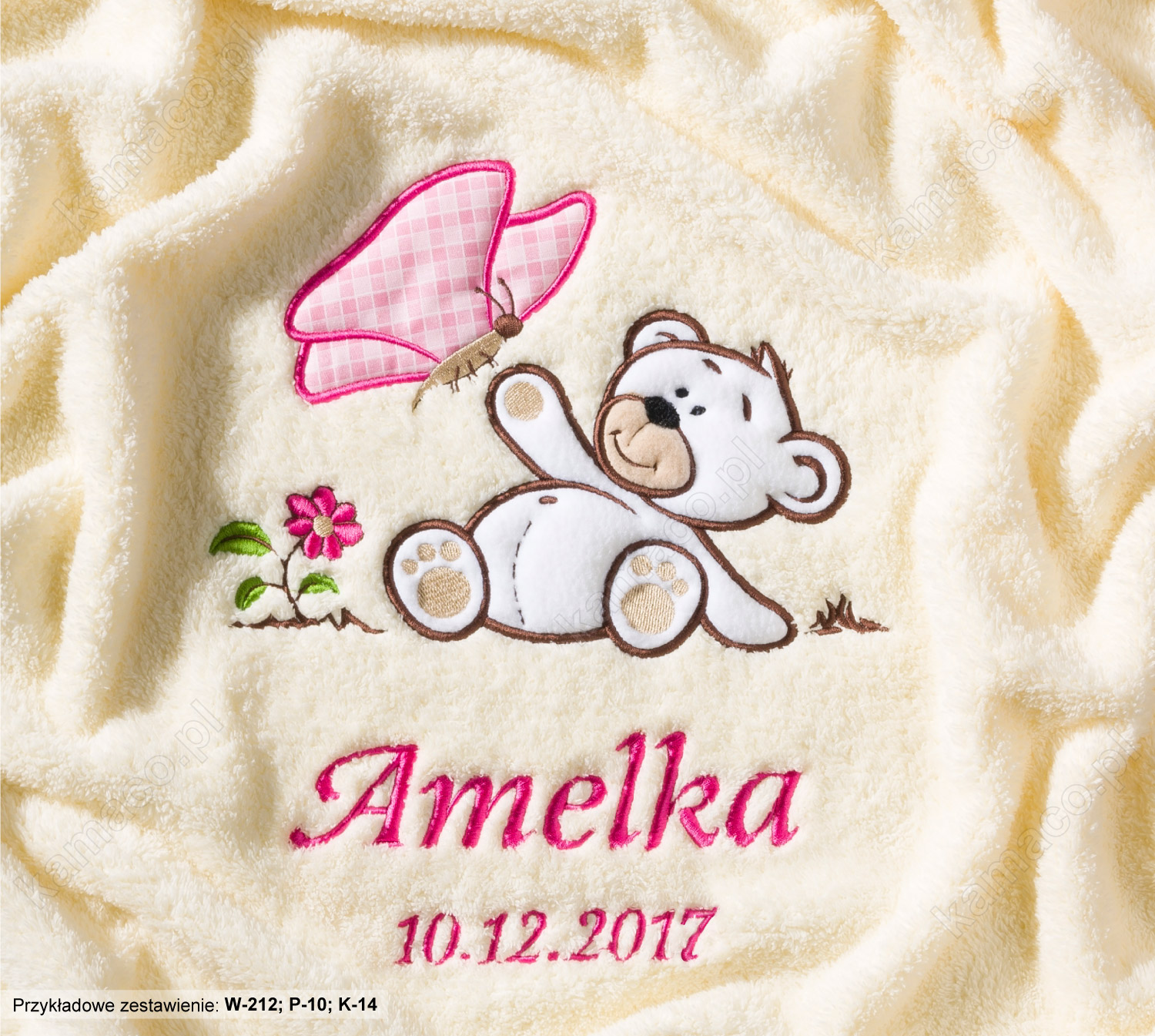 Ilgaplaukė SIUVINĖS antklodė su PAVADINIMU ir VAIZDU