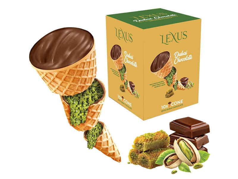 Lexus Pistachio Dubai Chocolate CONES (10×13,5g)