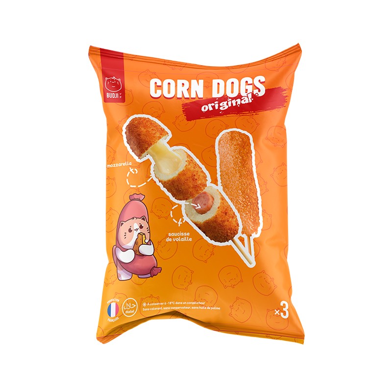 BUDJI – Corn Dog Saucisse Mozza 285g