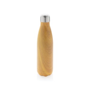 Botella aislada al vacío con estampado de madera Botella aislada al vacío con estampado de madera