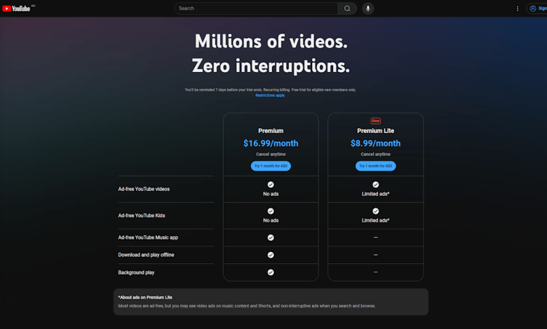 YouTube is testing a new version of its Premium Lite subscription YouTube is testing a new version of its Premium Lite subscription