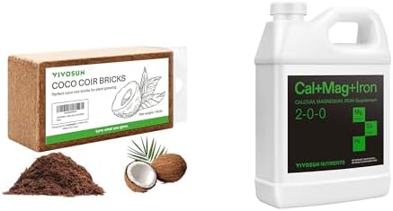 VIVOSUN Coco Coir Brick and Cal+Mag+Iron (2-0-0), Calcium, Magnesium & Iron Supplement, Liquid Nutrient Fertilizer for All Plants, Concentrated Plant Food for Soil VIVOSUN Coco Coir Brick and Cal+Mag+Iron (2-0-0), Calcium, Magnesium & Iron Supplement, Liquid Nutrient Fertilizer for All Plants, Concentrated Plant Food for Soil
