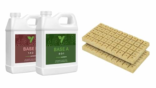 VIVOSUN Nutrients Base A(4-0-1) & B(1-4-2) Bundle and 1 Inch Rockwool Cubes, Grow Cubes for Hydroponics, Cuttings, Cloning, Plant Propagation, Seed Startling, 2 Sheets 100 Plugs VIVOSUN Nutrients Base A(4-0-1) & B(1-4-2) Bundle and 1 Inch Rockwool Cubes, Grow Cubes for Hydroponics, Cuttings, Cloning, Plant Propagation, Seed Startling, 2 Sheets 100 Plugs