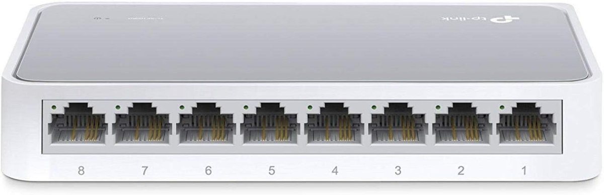 TP-Link 8 Port 10/100Mbps Fast Ethernet Switch, Desktop Ethernet Splitter, Ethernet Hub, Plug and Play, Fanless Quiet, Desktop Design, Green Technology, Unmanaged (TL-SF1008D), White TP-Link 8 Port 10/100Mbps Fast Ethernet Switch, Desktop Ethernet Splitter, Ethernet Hub, Plug and Play, Fanless Quiet, Desktop Design, Green Technology, Unmanaged (TL-SF1008D), White