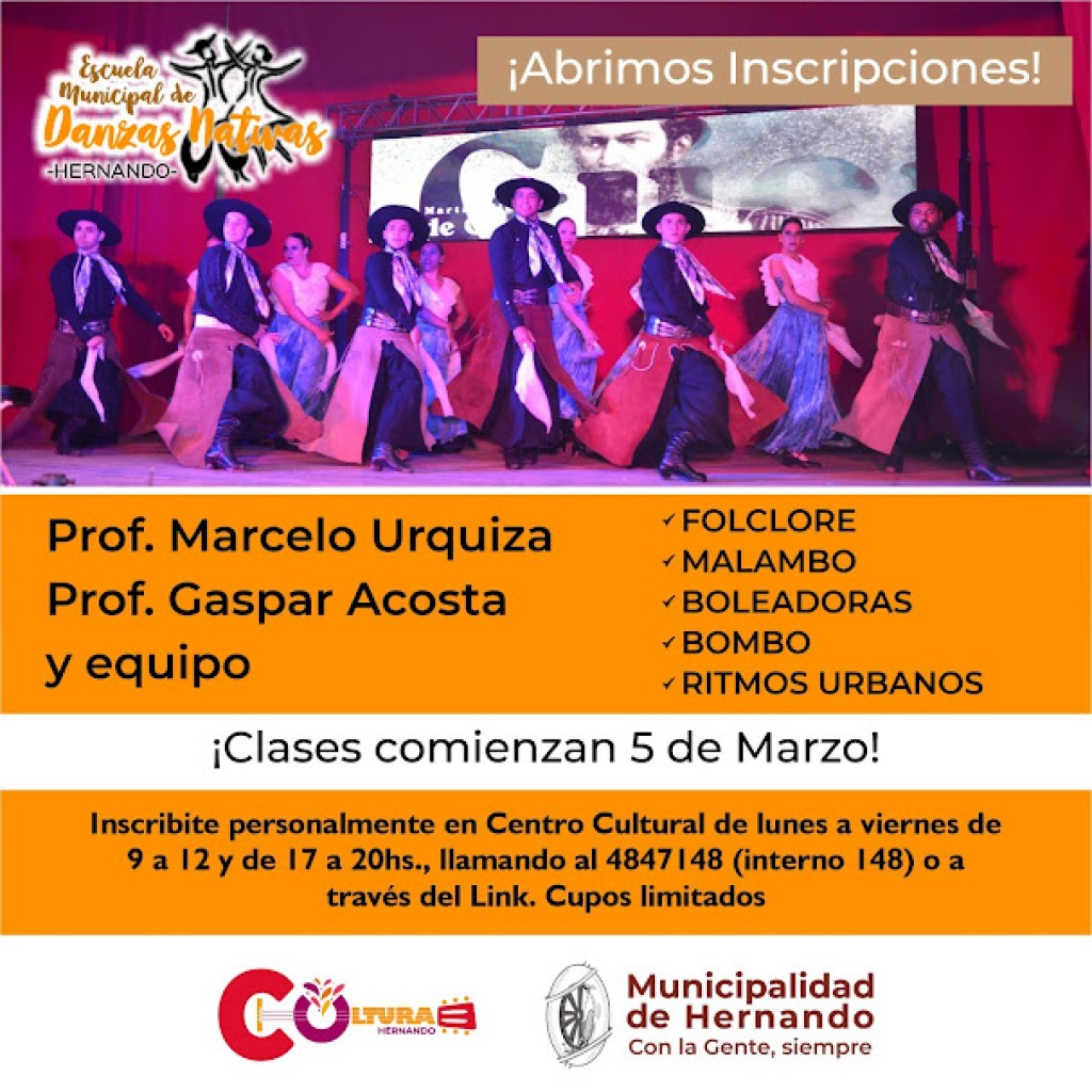 INSCRIPCIONES ABIERTAS ESCUELA DANZAS MUNICIPALIDAD DE HERNANDO INSCRIPCIONES ABIERTAS ESCUELA DANZAS MUNICIPALIDAD DE HERNANDO