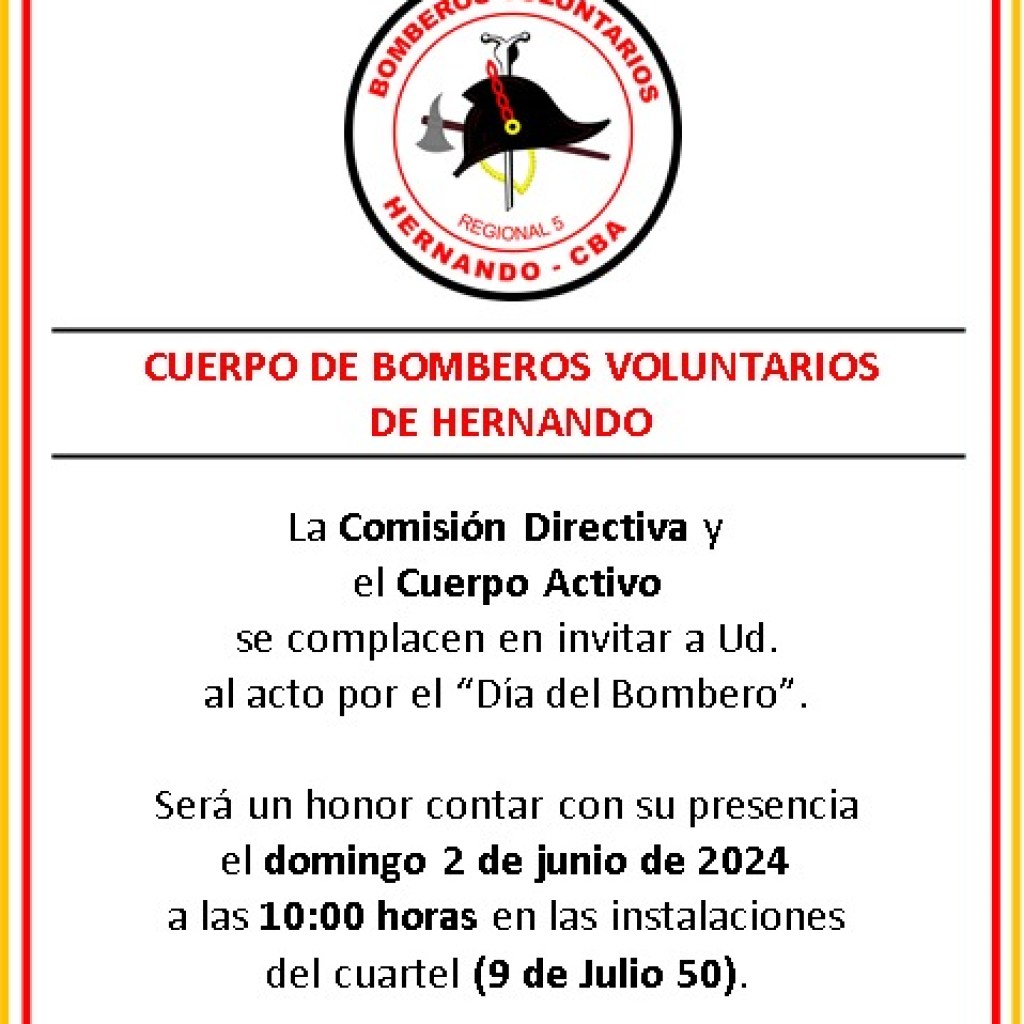 2 DE JUNIO: ACTO DÍA DEL BOMBERO 2 DE JUNIO: ACTO DÍA DEL BOMBERO