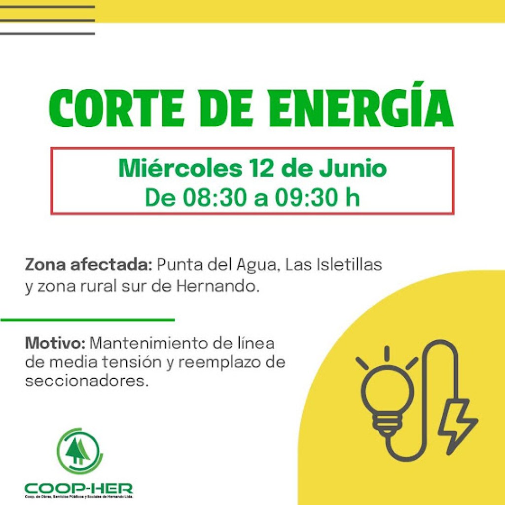 COOP-HER: CORTE DE ENERGÍA COOP-HER: CORTE DE ENERGÍA