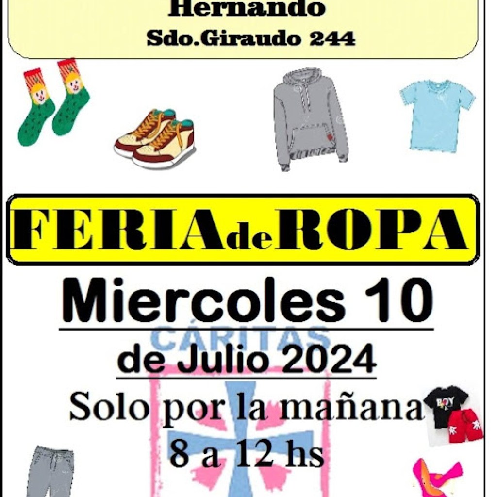 ESTE MIÉRCOLES: FERIA DE ROPA DE CARITAS PARROQUIAL ESTE MIÉRCOLES: FERIA DE ROPA DE CARITAS PARROQUIAL