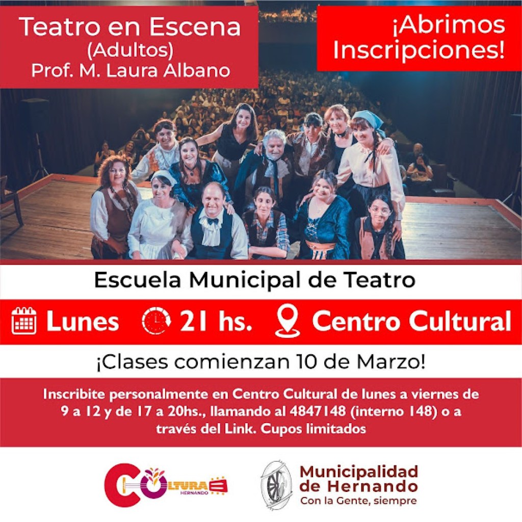 ABREN LAS INSCRIPCIONES EN LA ESCUELA MUNICIPAL DE TEATRO. ABREN LAS INSCRIPCIONES EN LA ESCUELA MUNICIPAL DE TEATRO.