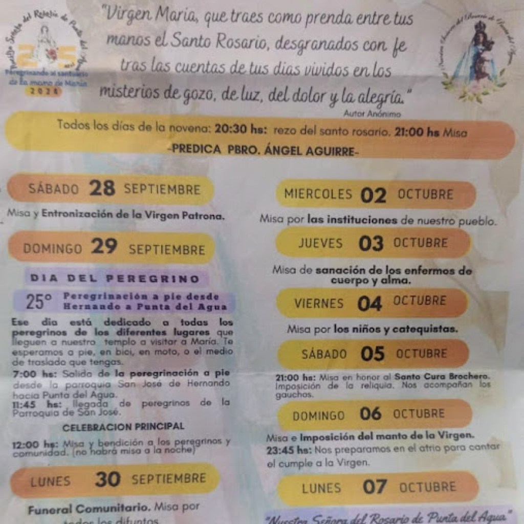 PROGRAMA NOVENA Y FIESTA PATRONAL PUNTA DEL AGUA PROGRAMA NOVENA Y FIESTA PATRONAL PUNTA DEL AGUA