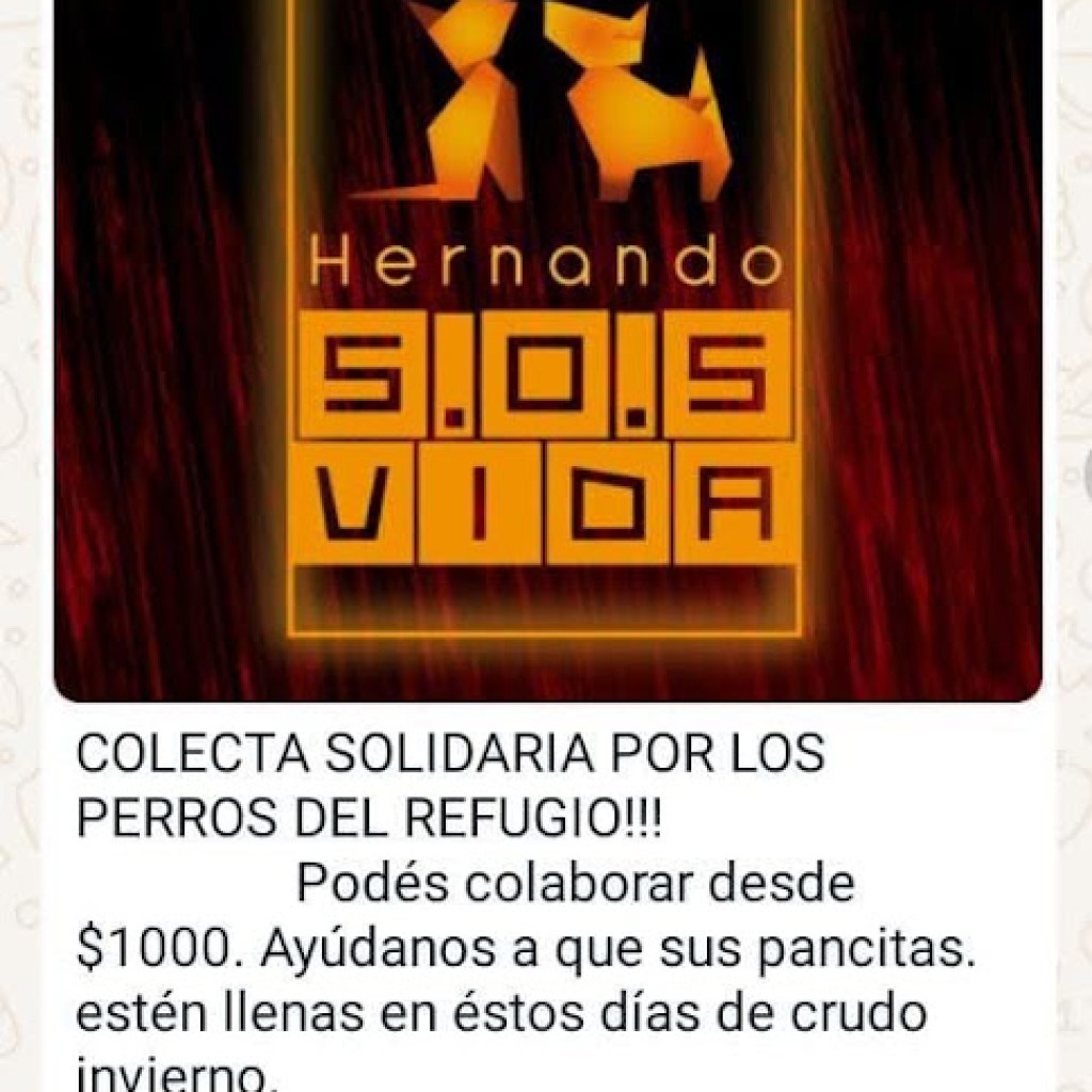 COLECTA PARA COLABORAR CON LOS CACHORROS DE SOS VIDA COLECTA PARA COLABORAR CON LOS CACHORROS DE SOS VIDA