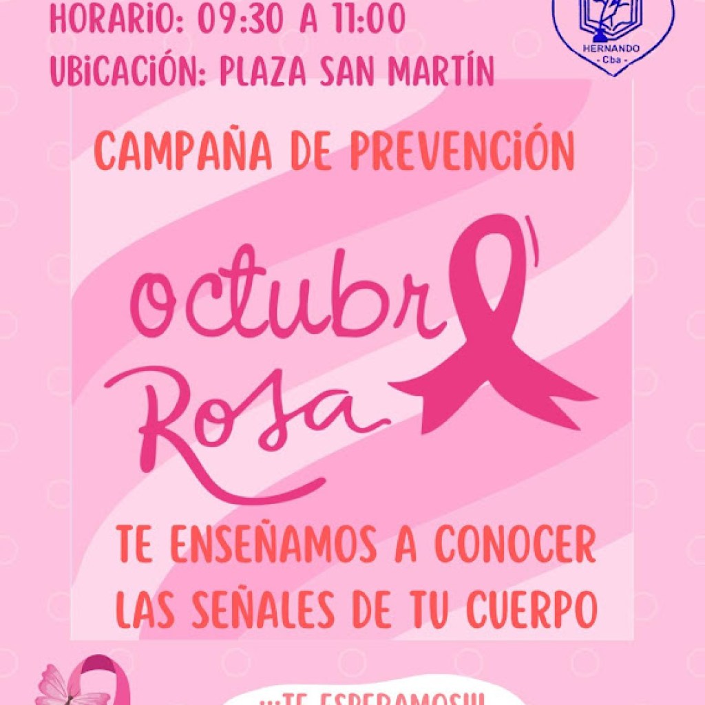 OCTUBRE ROSA: ESTE MIÉRCOLES CAMPAÑA DE PREVENCIÓN EN LA PLAZA OCTUBRE ROSA: ESTE MIÉRCOLES CAMPAÑA DE PREVENCIÓN EN LA PLAZA