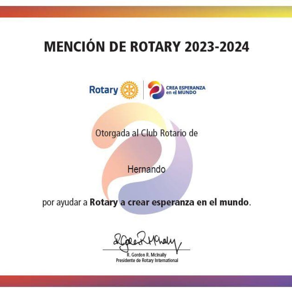 MENCIÓN DE ROTARY PARA HERNANDO MENCIÓN DE ROTARY PARA HERNANDO