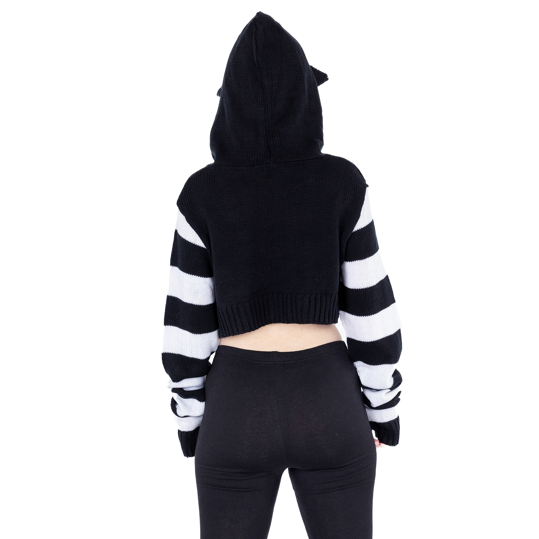 CUTE KITTY HOOD – BLACK/WHITE
