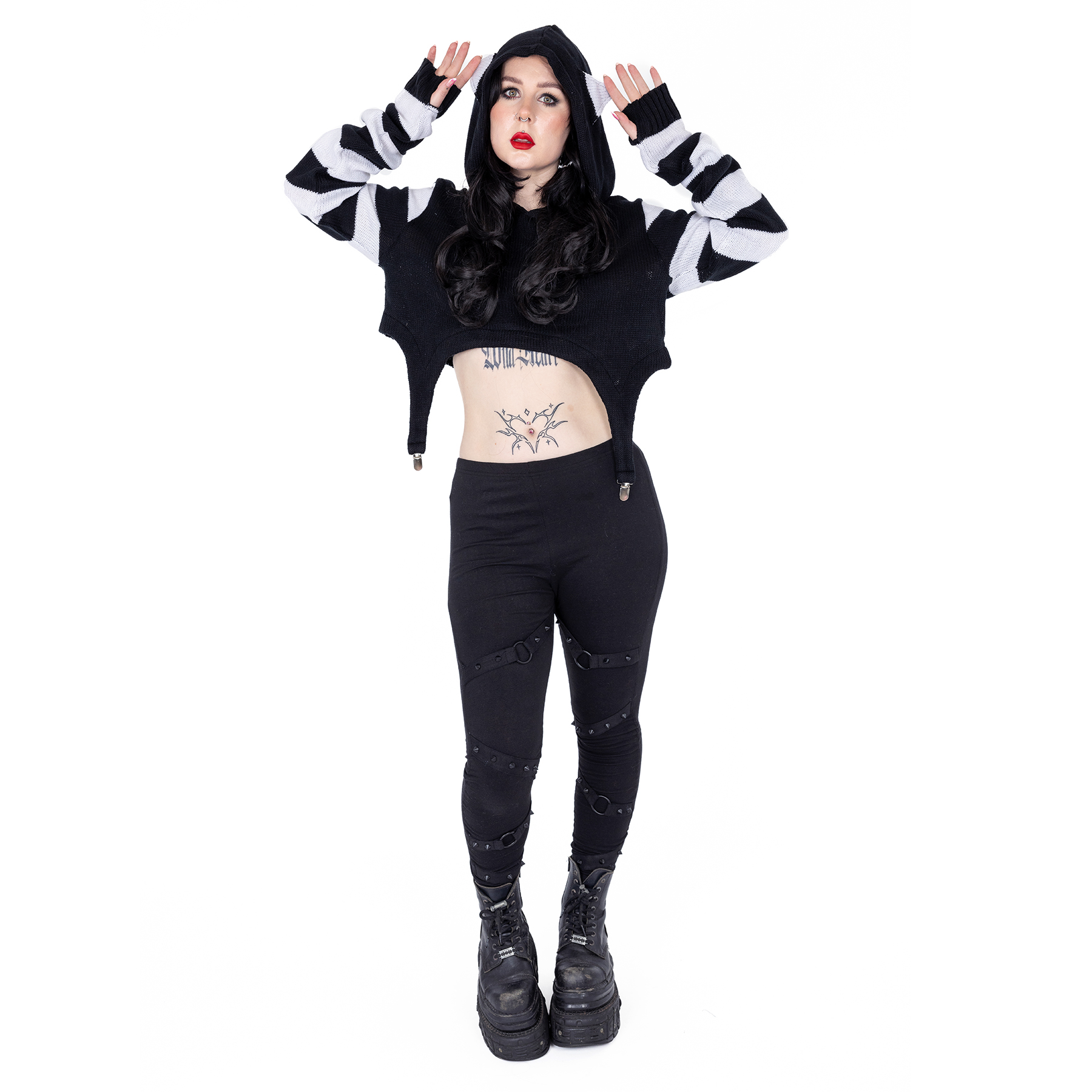 CUTE KITTY HOOD – BLACK/WHITE
