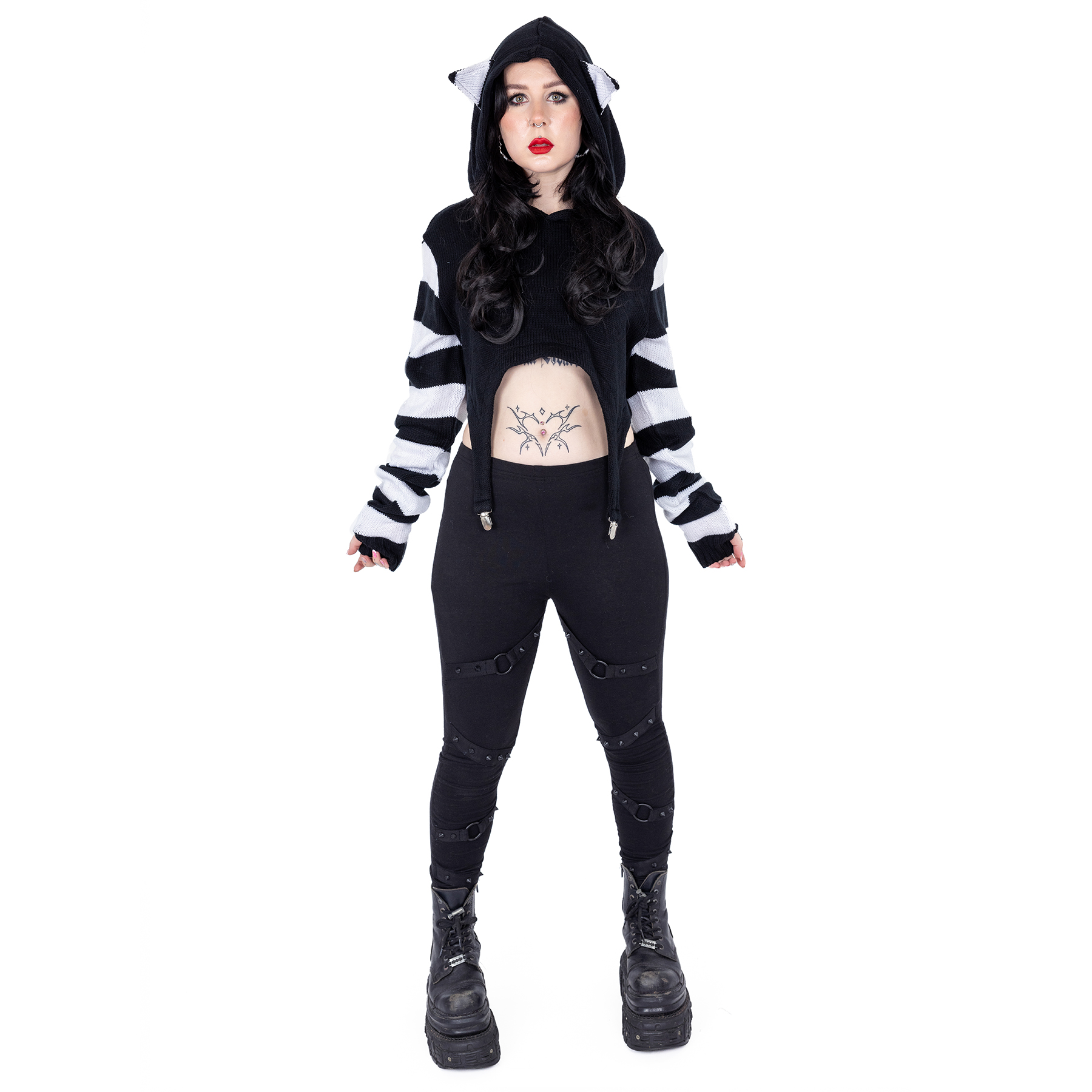 CUTE KITTY HOOD – BLACK/WHITE