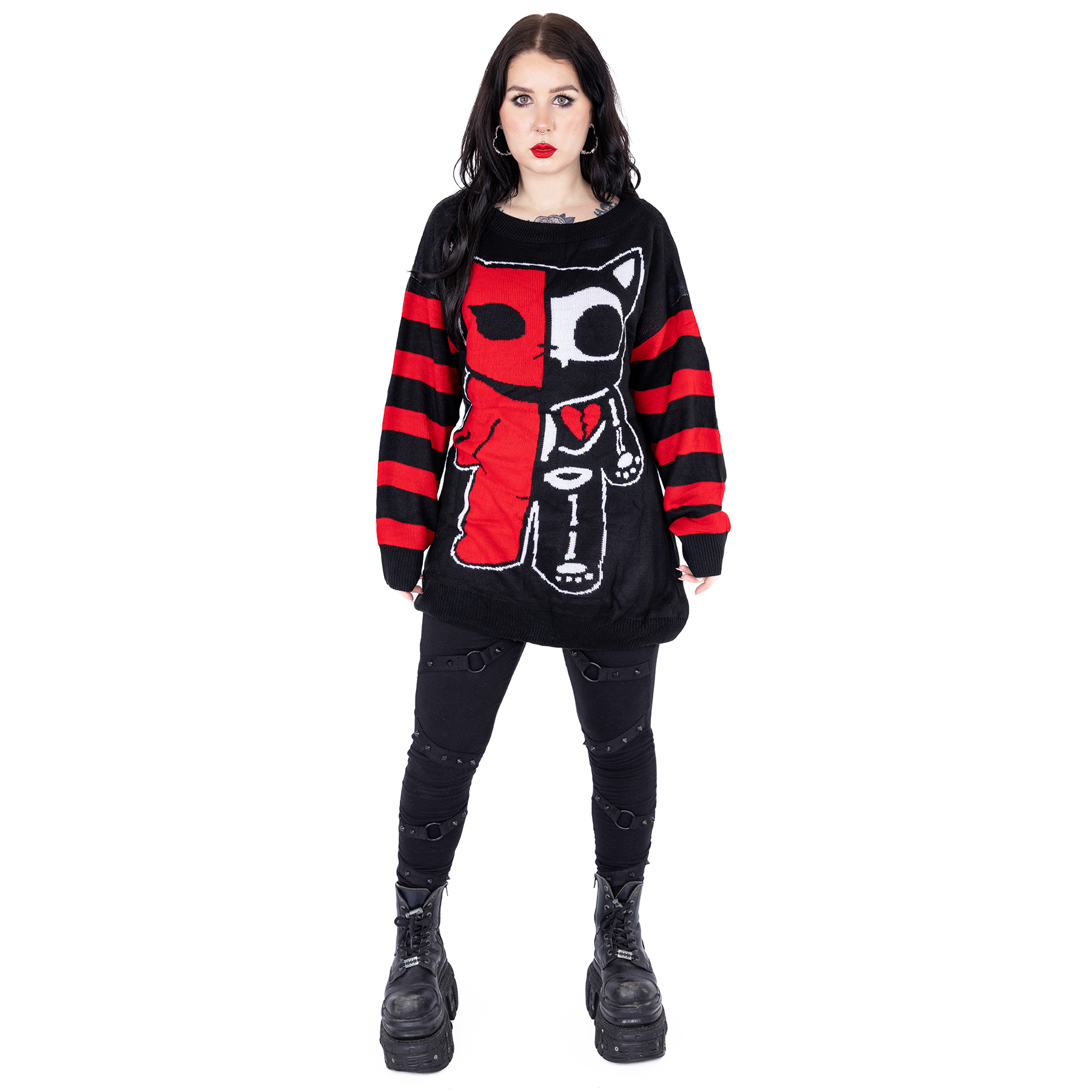 HALF DEAD CAT JUMPER – BLACK/RED