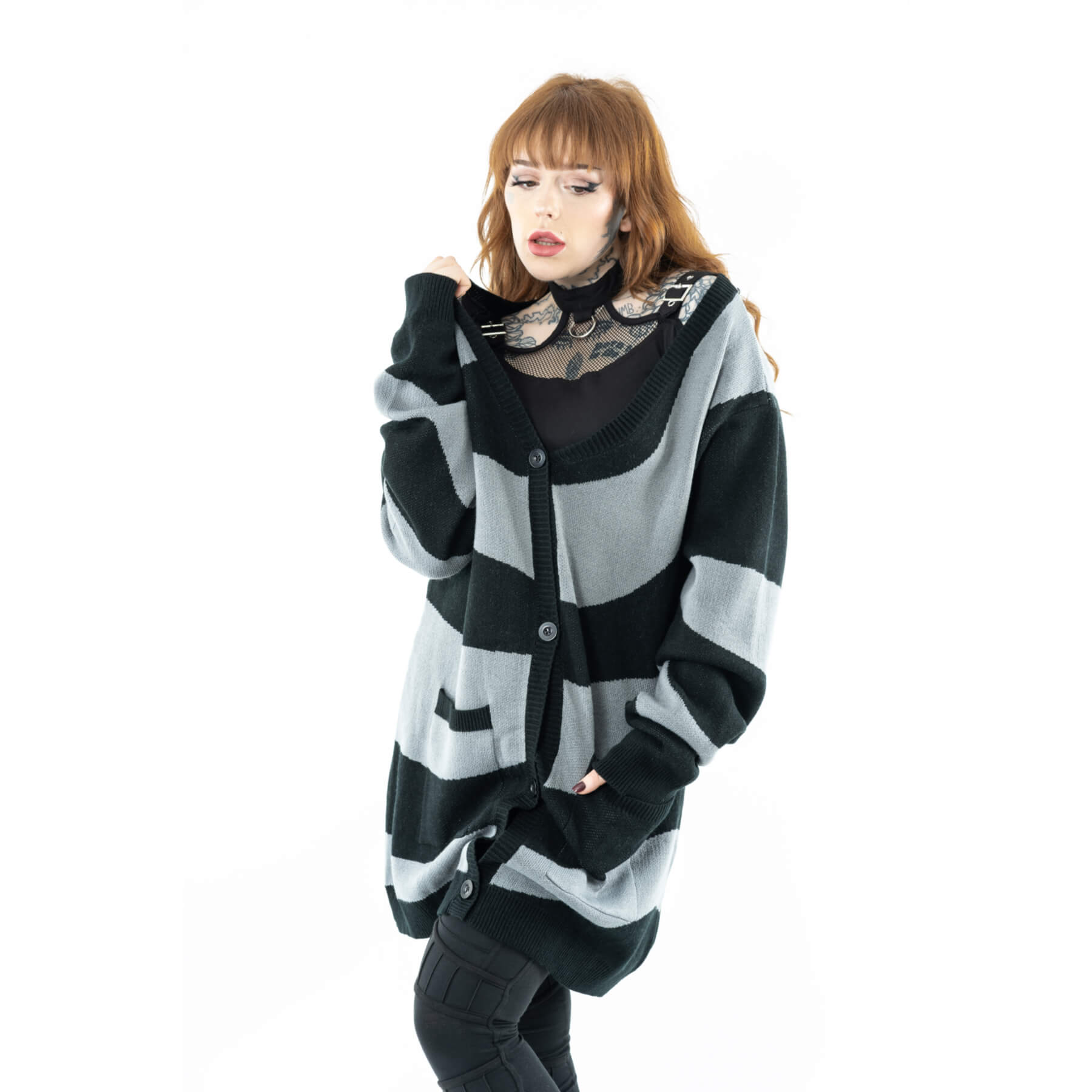 TIDAL CARDIGAN – BLACK/GREY