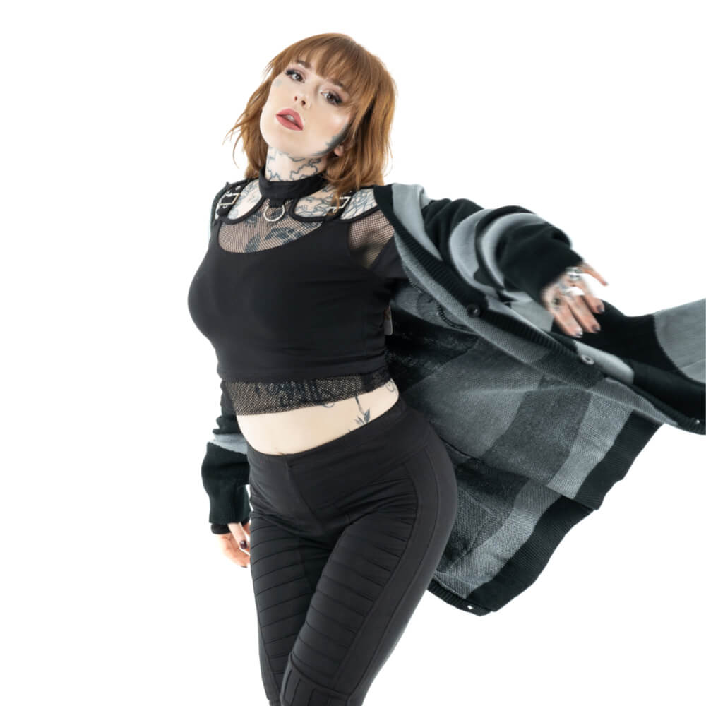 TIDAL CARDIGAN – BLACK/GREY