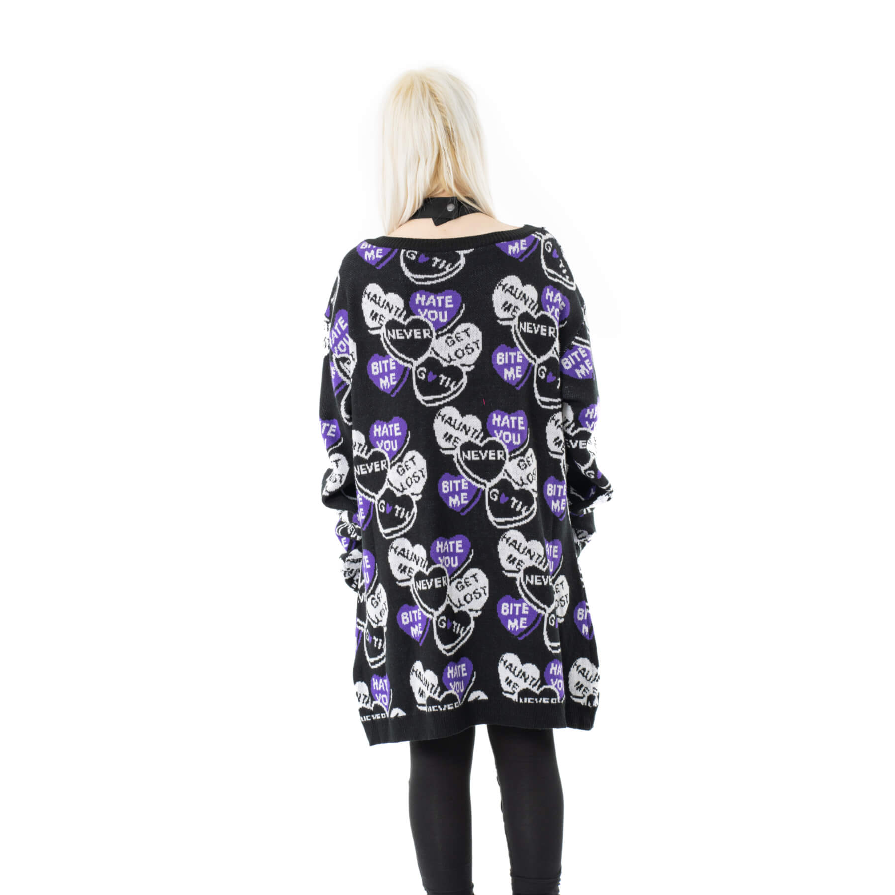 HEARTLESS CANDY CARDIGAN – BLACK/WHITE/PURPLE