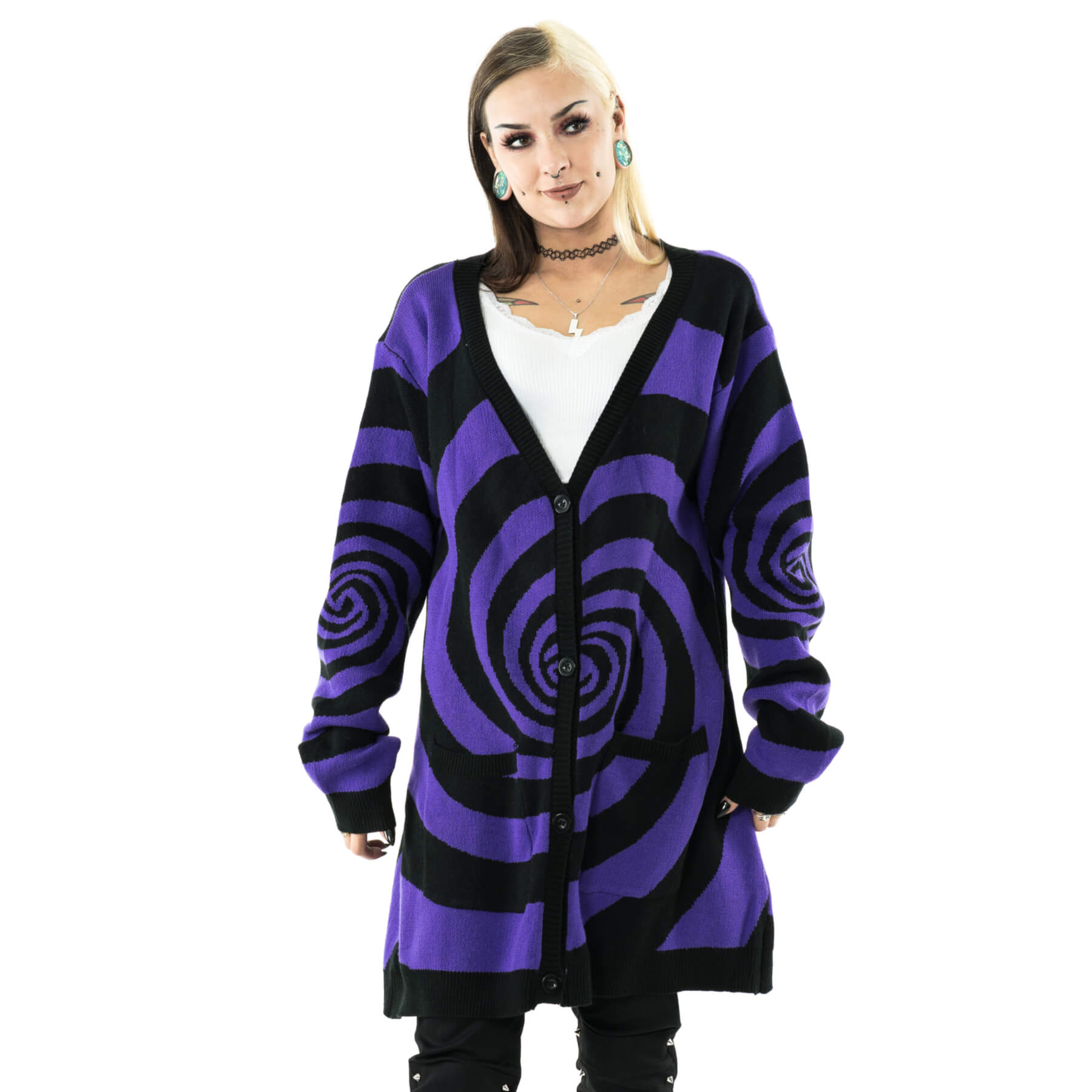 HYPNO CARDIGAN – BLACK/PURPLE