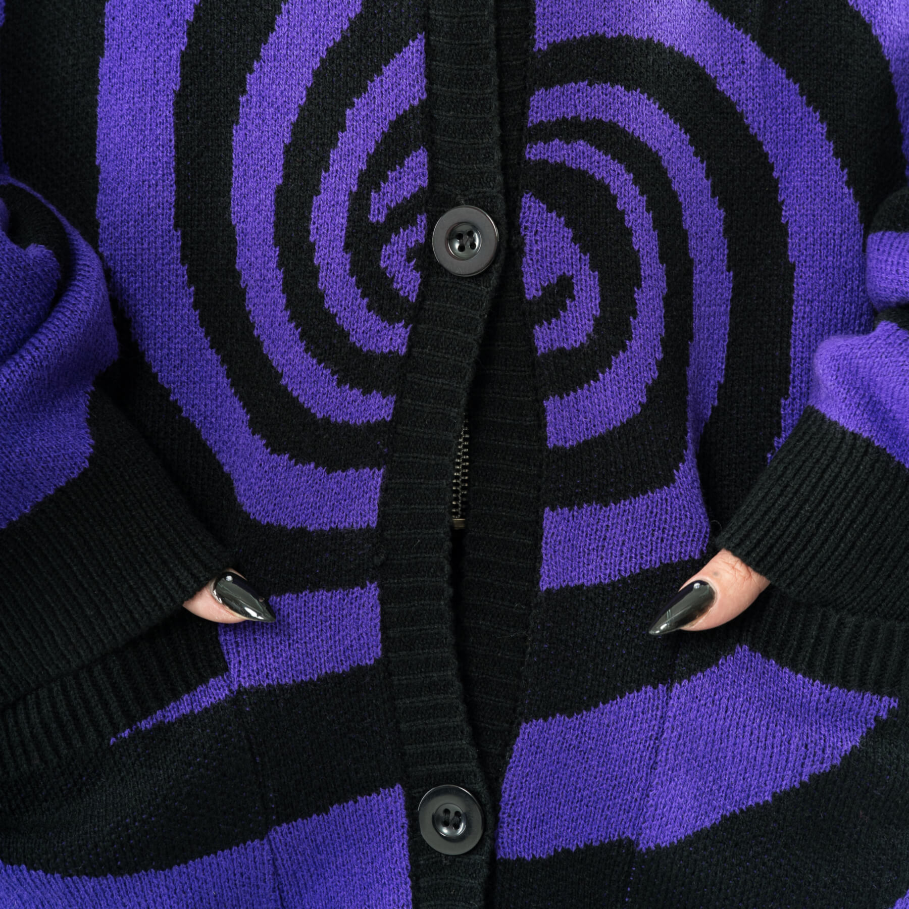 HYPNO CARDIGAN – BLACK/PURPLE