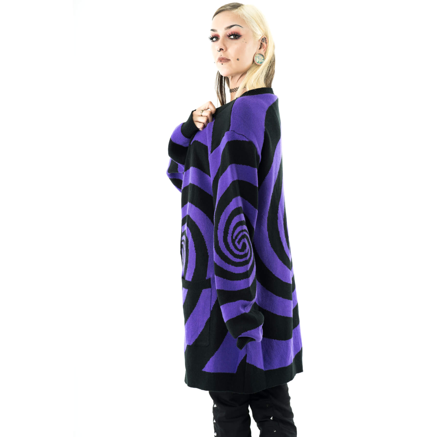 HYPNO CARDIGAN – BLACK/PURPLE