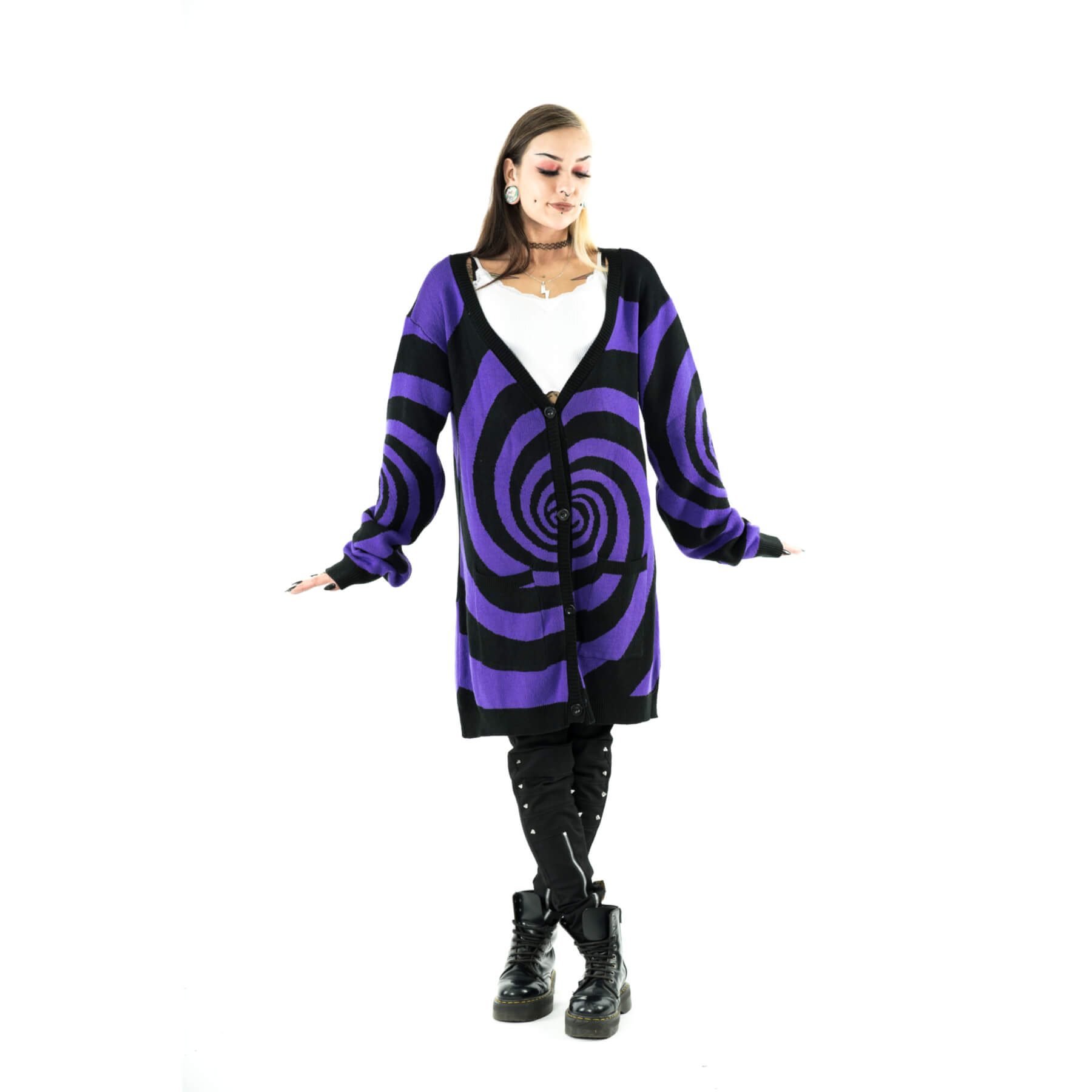 HYPNO CARDIGAN – BLACK/PURPLE
