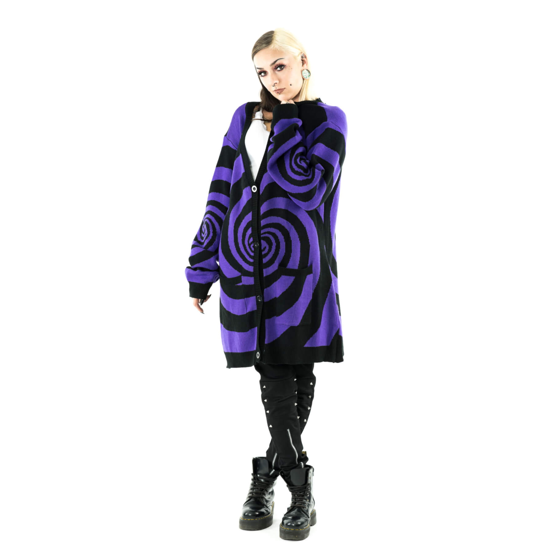 HYPNO CARDIGAN – BLACK/PURPLE