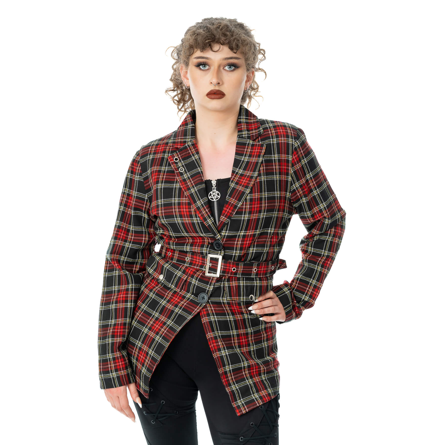 MACABRE BLAZER JACKET – BLACK CHECK