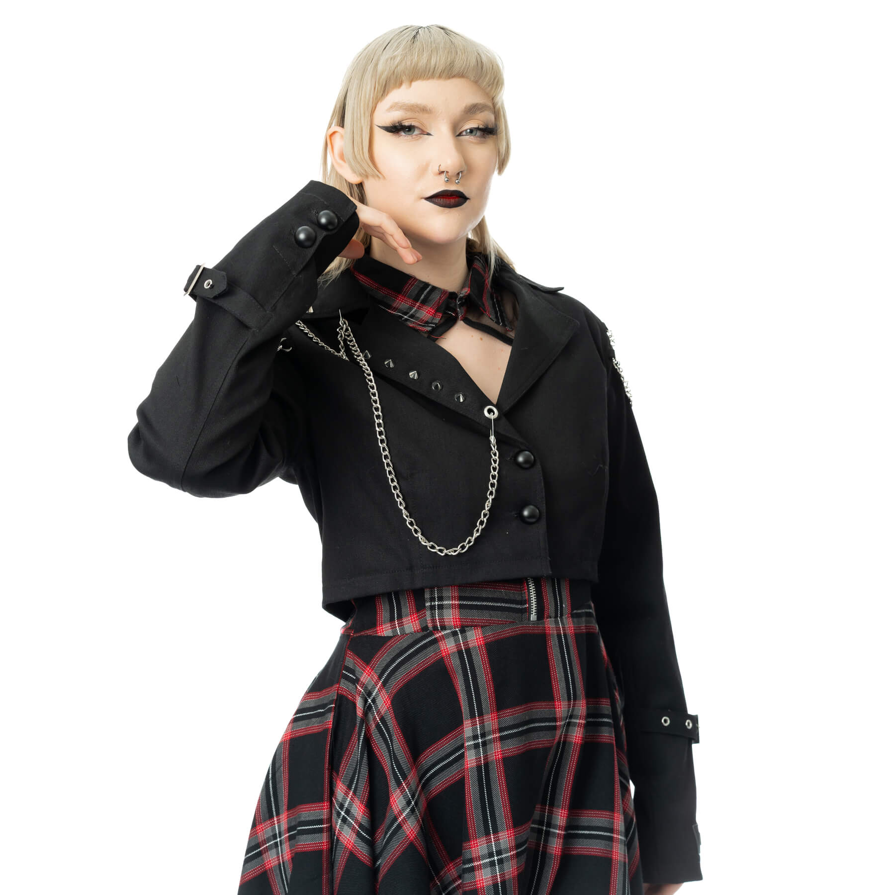 CERISE JACKET – BLACK/BLACK CHECK