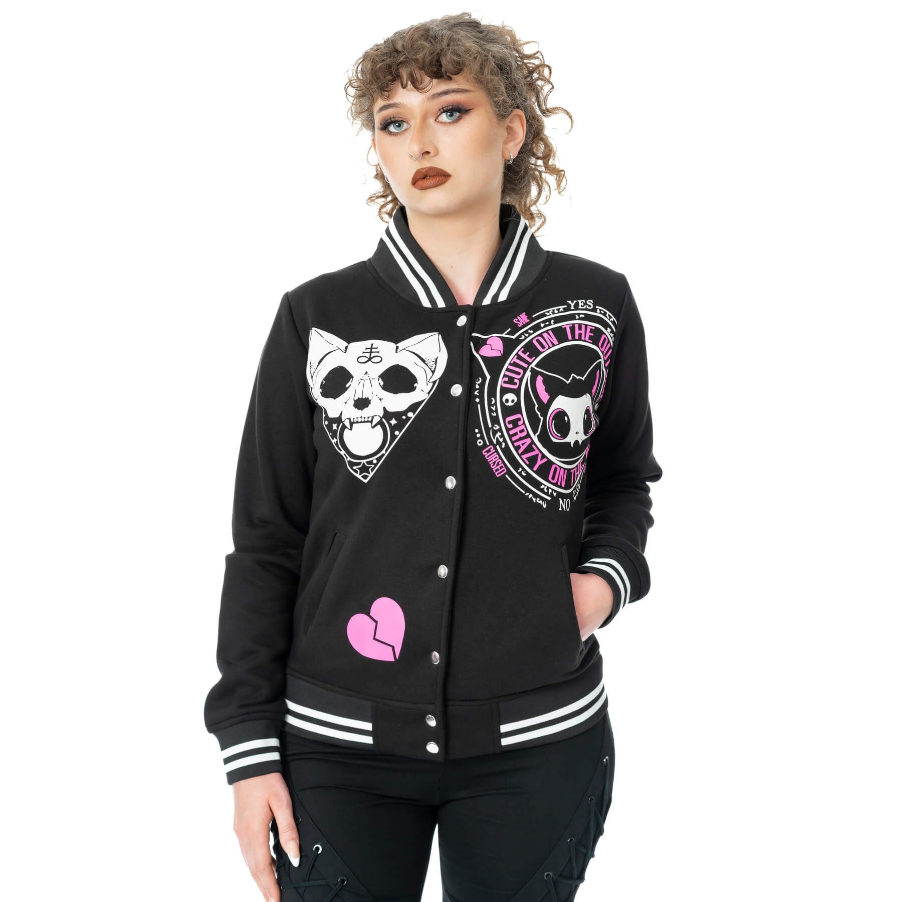CRAZY ON THE INSIDE VARSITY JACKET – BLACK