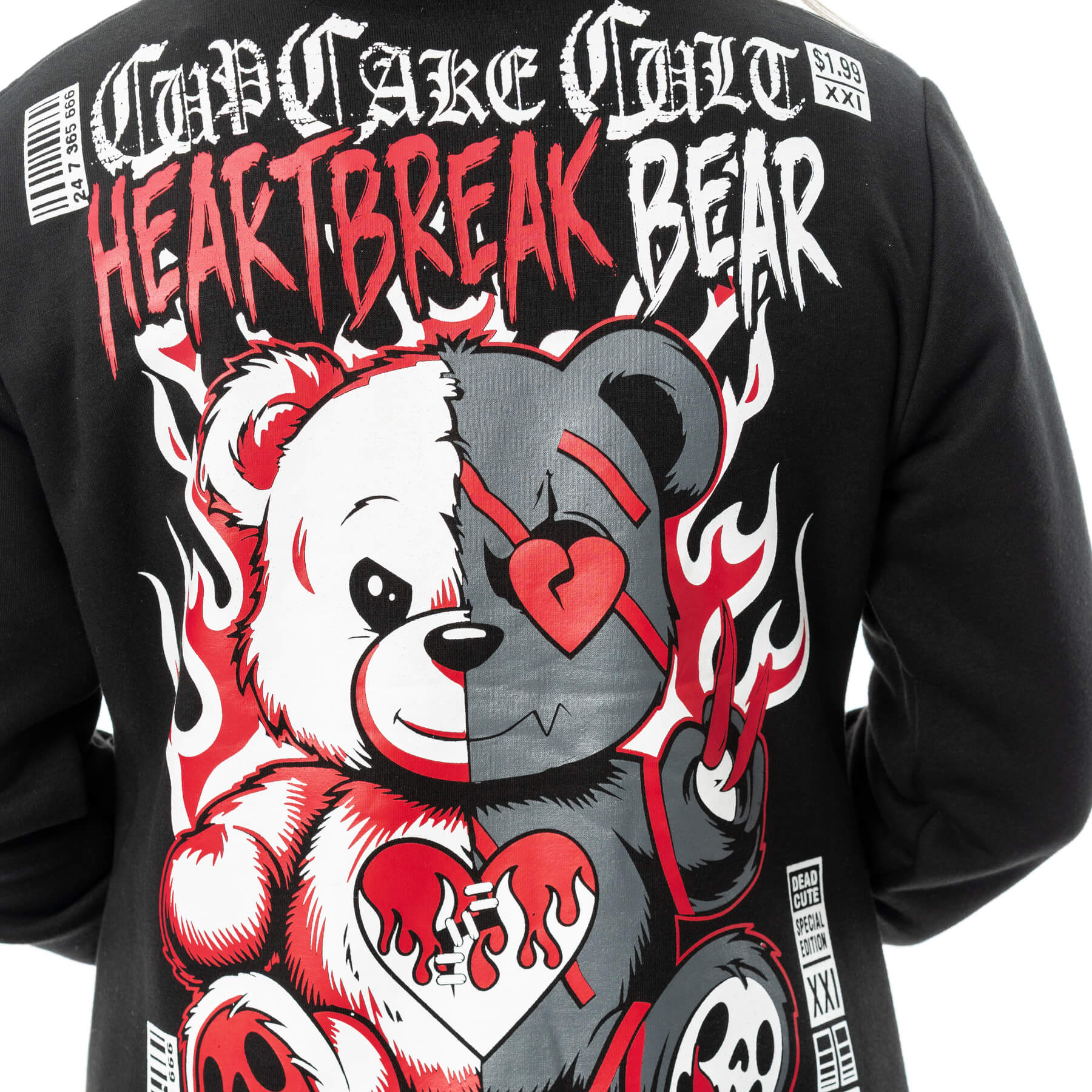HEARTBREAK BEAR VARSITY JACKET – BLACK/RED