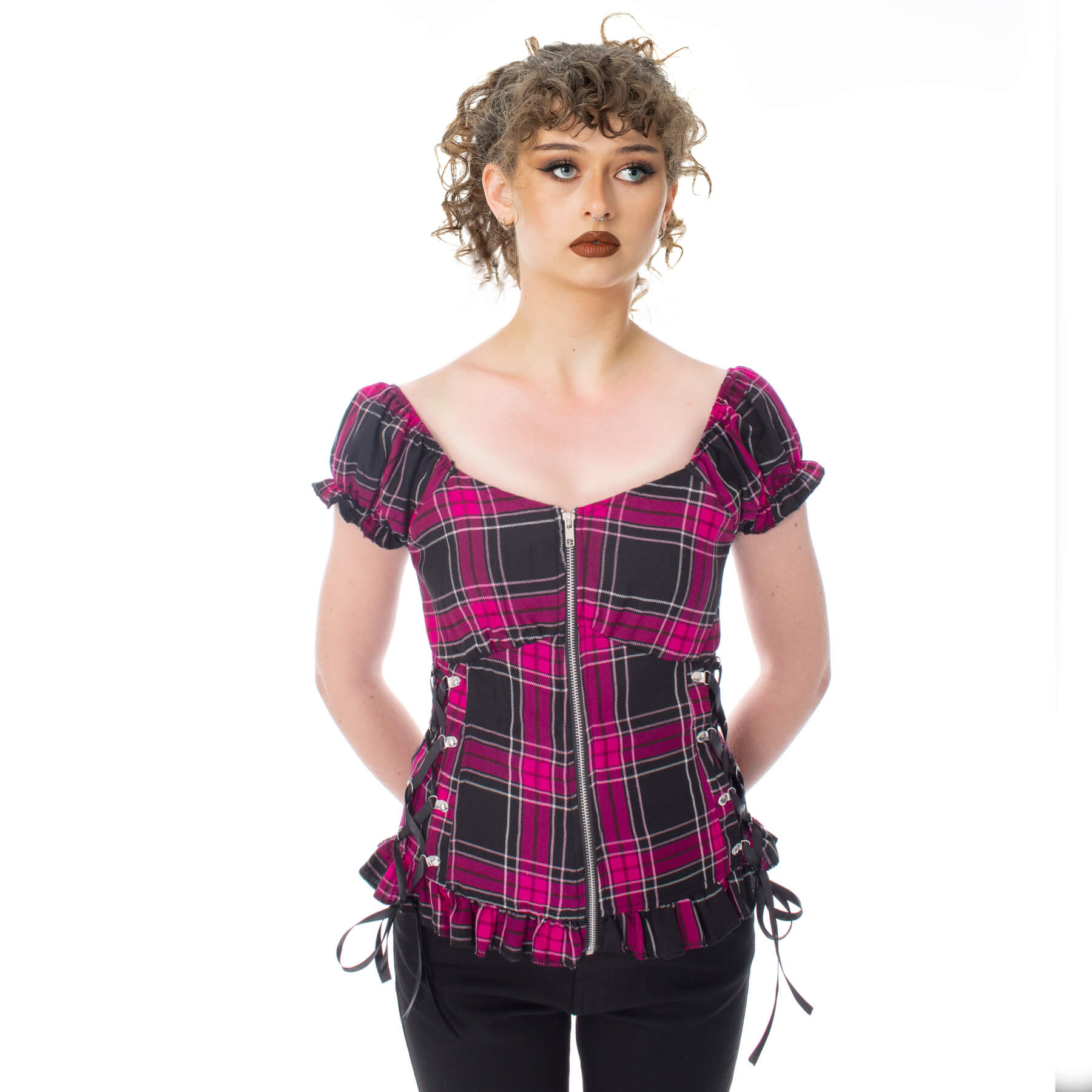 HEMLOCK TOP – DARK PINK CHECK