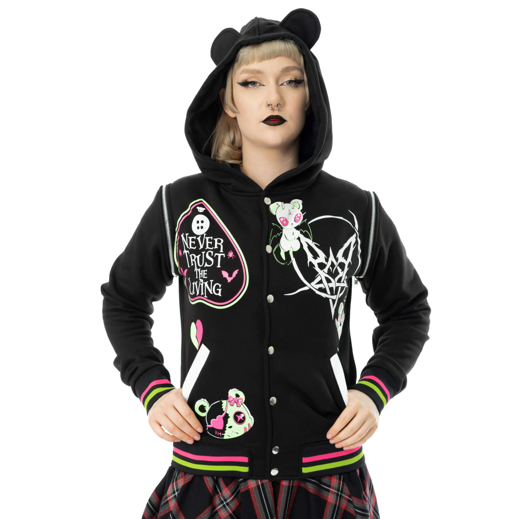 HEX BEAR VARSITY JACKET – BLACK