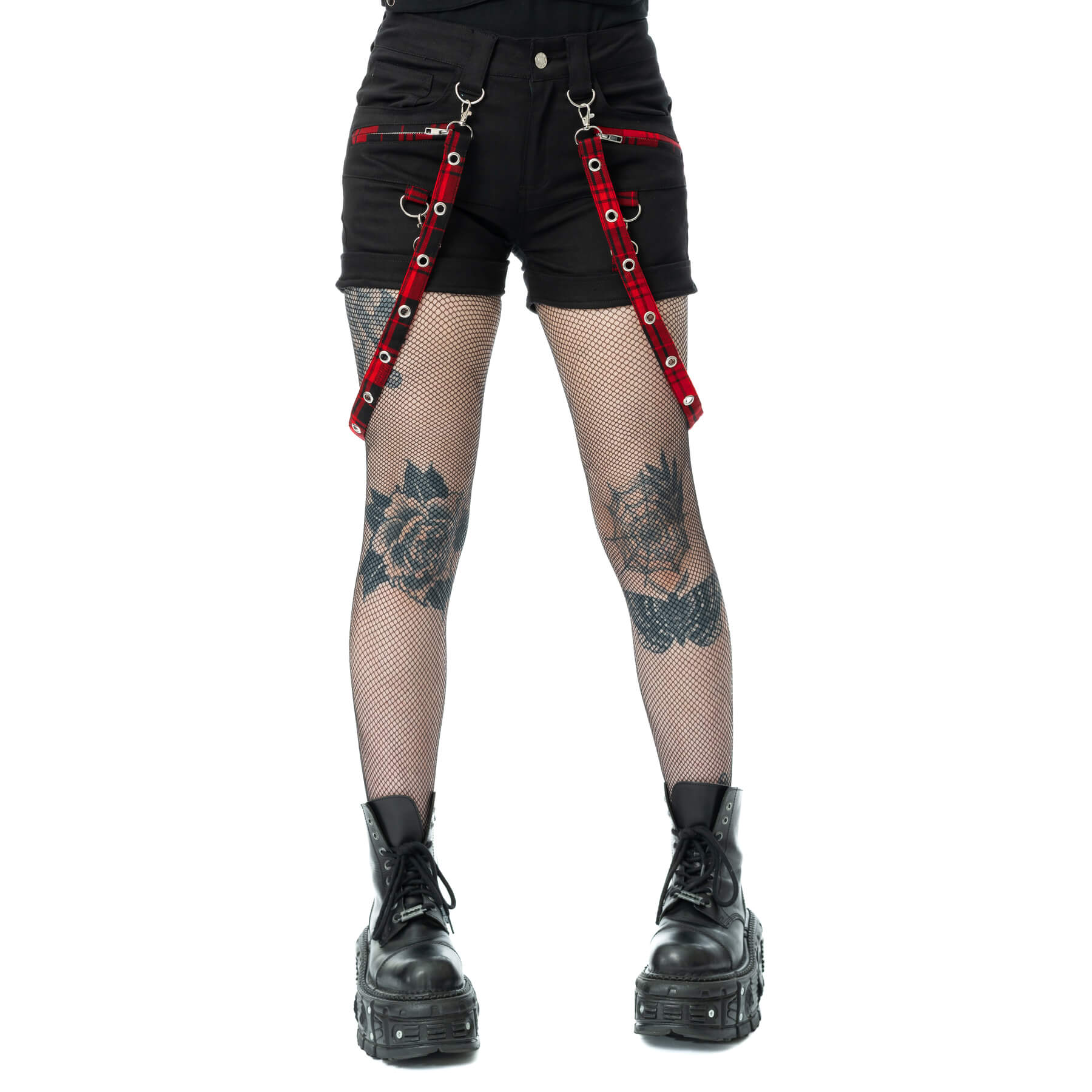 HONORA SHORTS – BLACK/RED CHECK