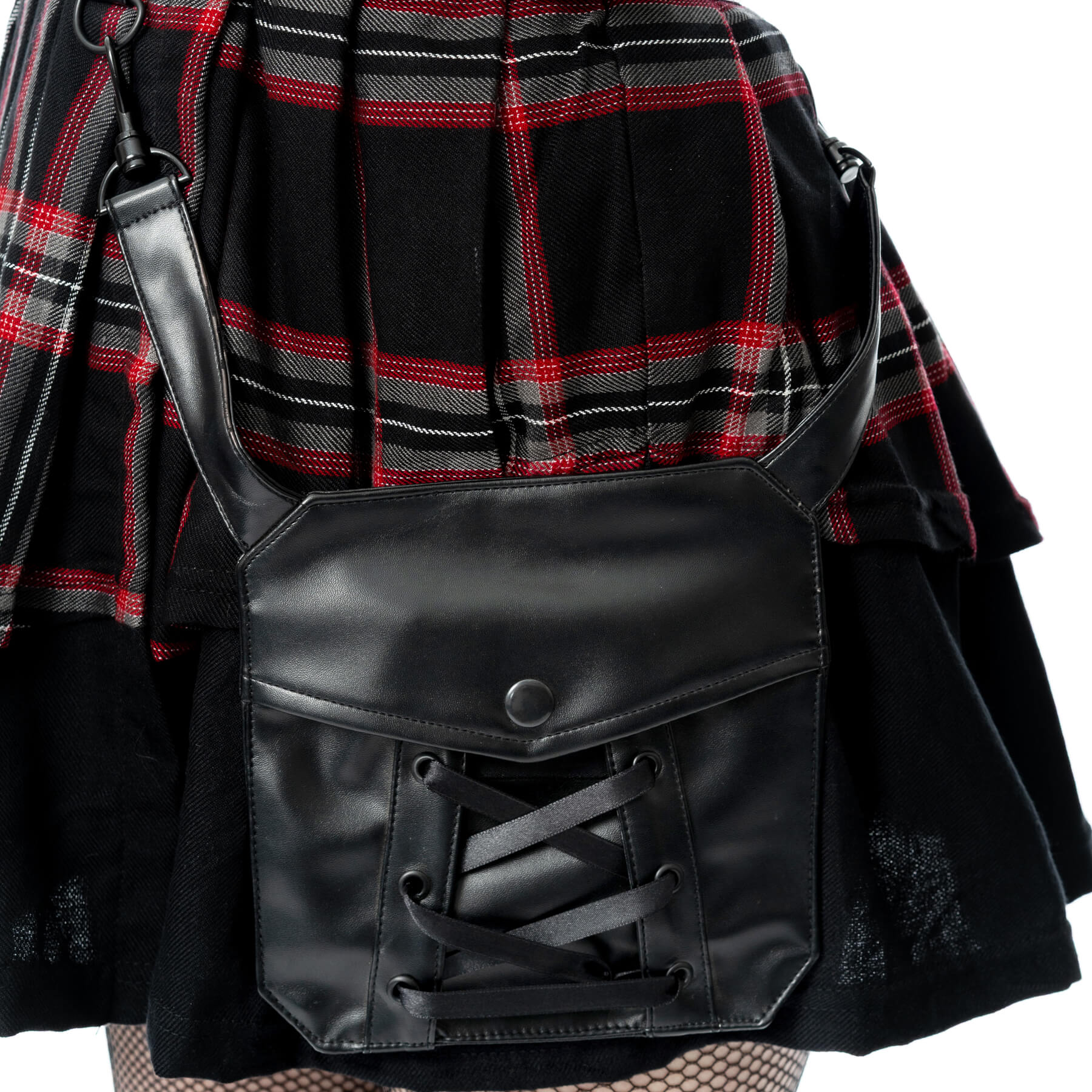 PHANTOM HIGHLANDER SKIRT – BLACK/BLACK TARTAN