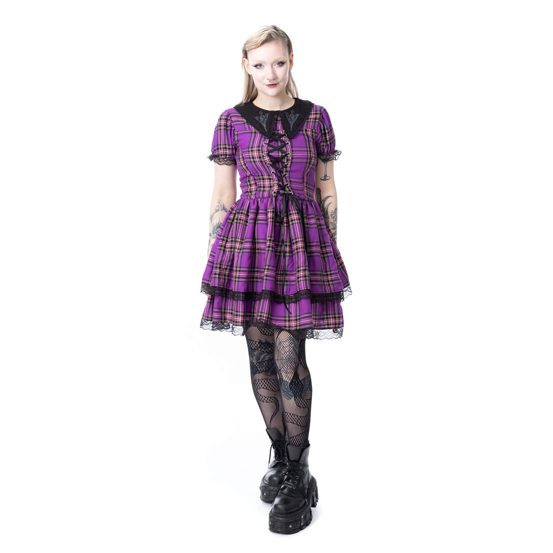 NOIRETTE DRESS – PURPLE/PINK CHECK