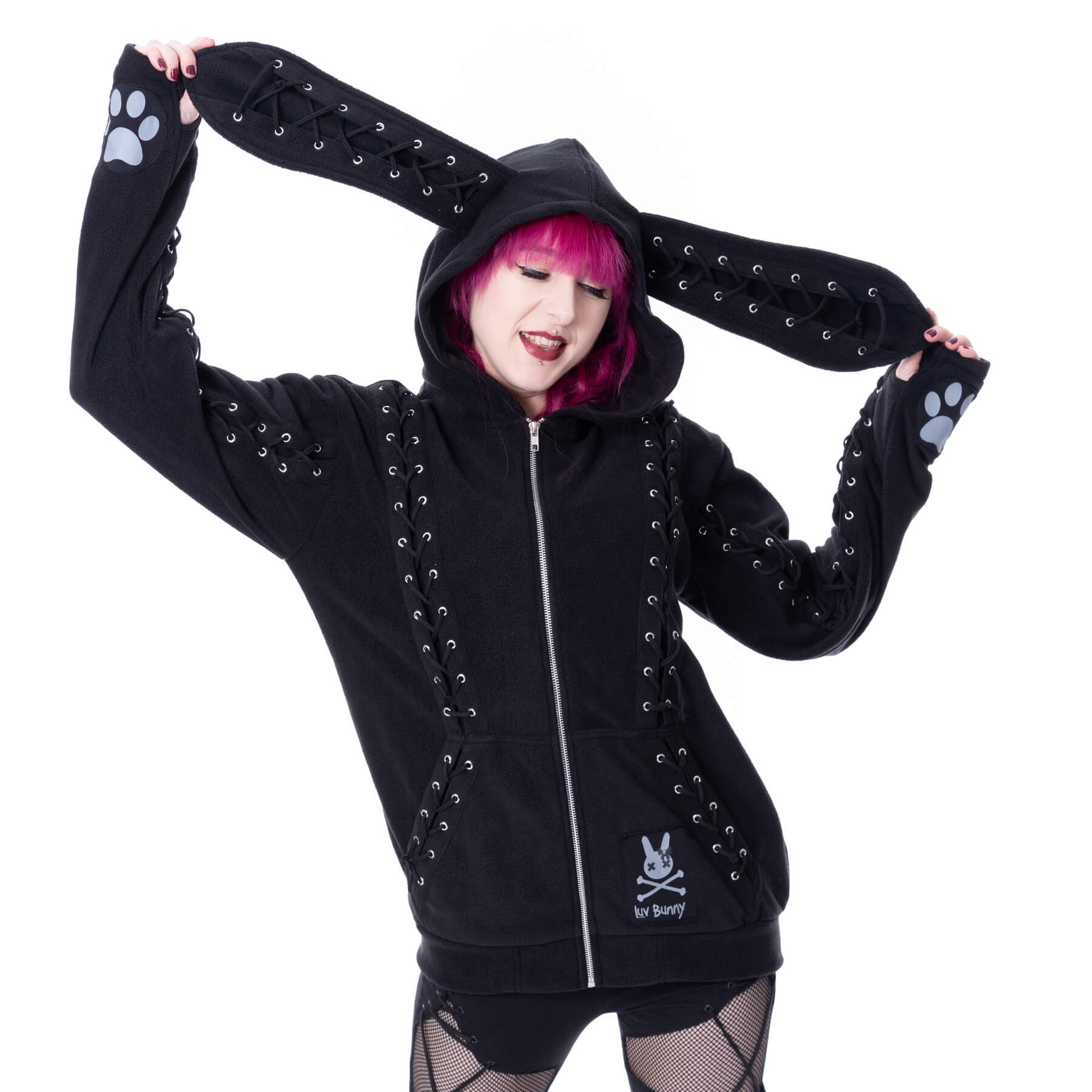 ABYSS BUNNY OVERSIZED HOOD – BLACK